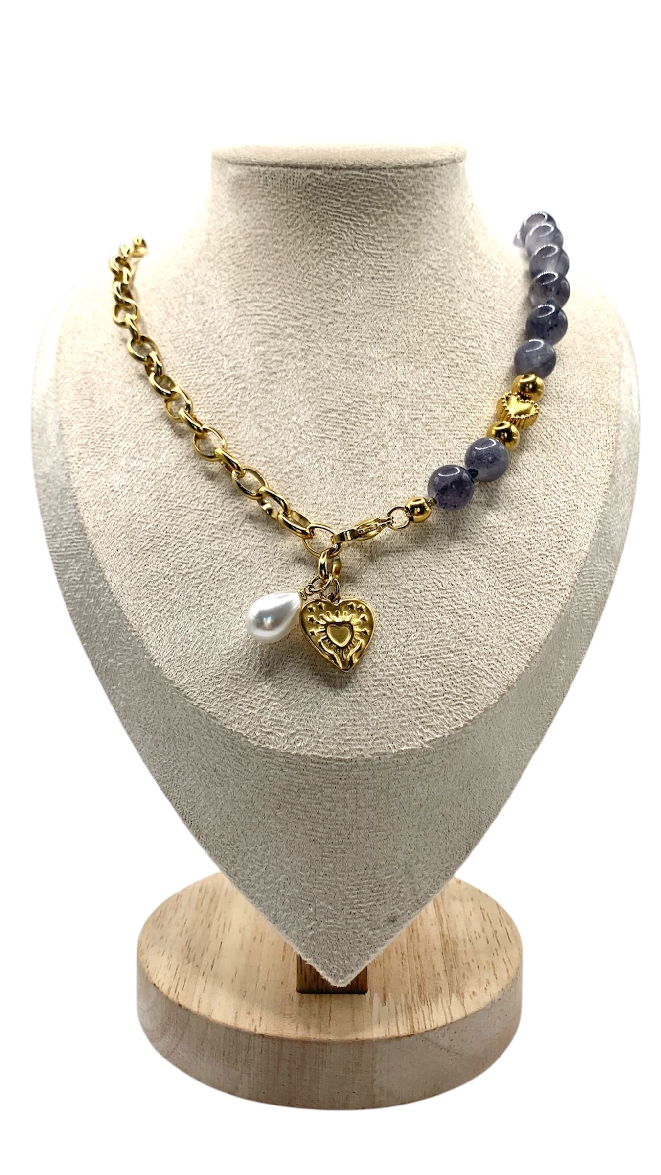 Kette Gray Pearl Heart AMM