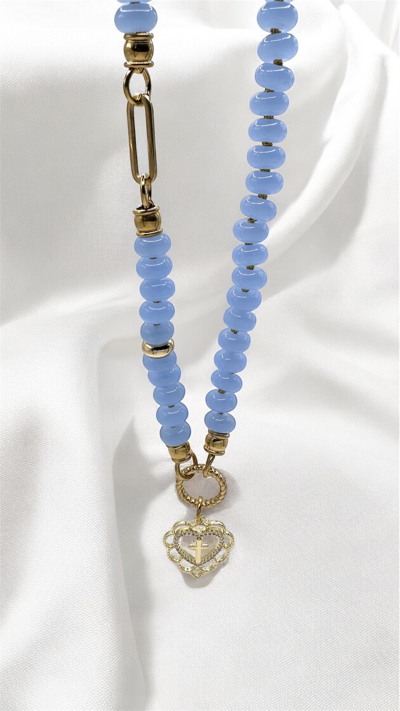 Kette Aqua Cross Heart AMA