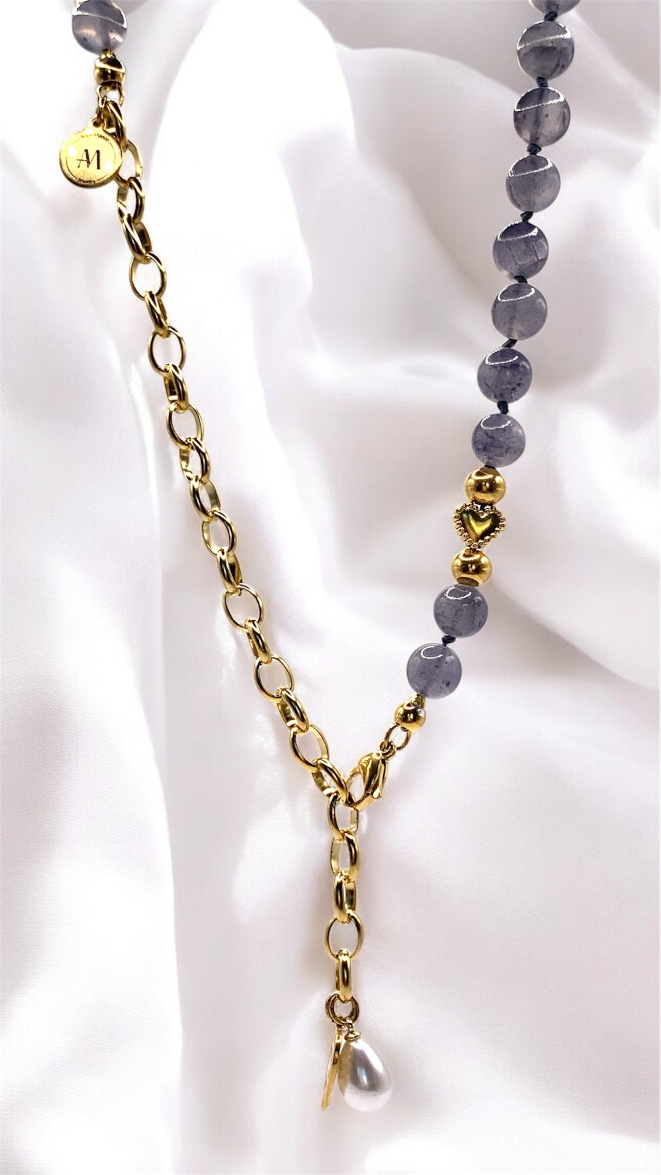 Kette Gray Pearl Heart AMM