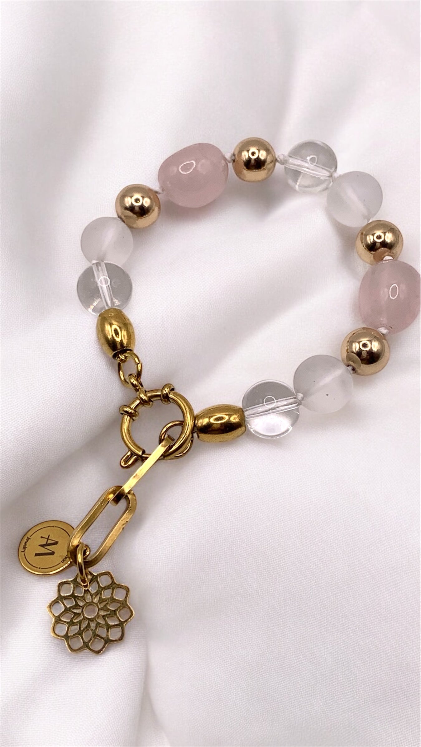 Armband Pink and White Flower AMM