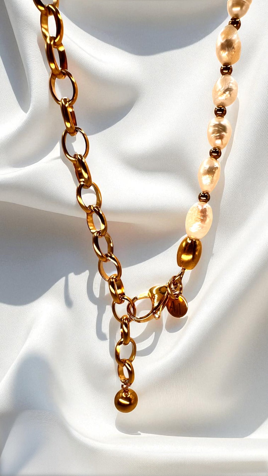 Kette Pearl Gold bead AMA
