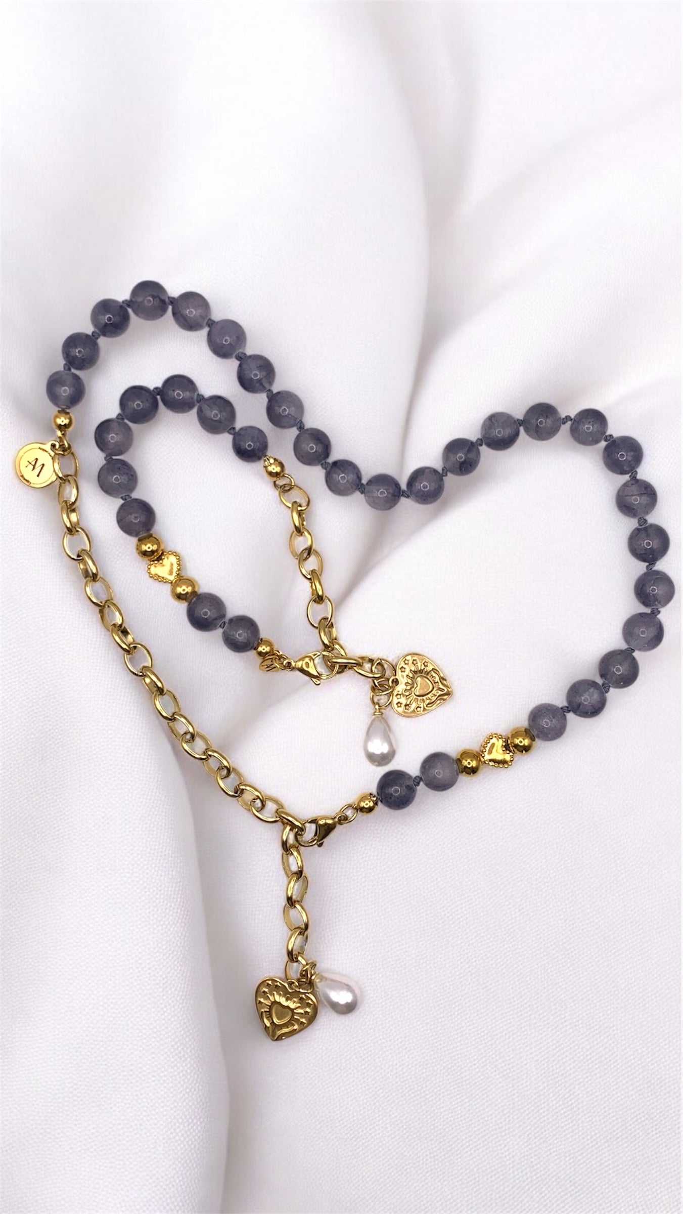 Armband Gray Pearl Heart AMM