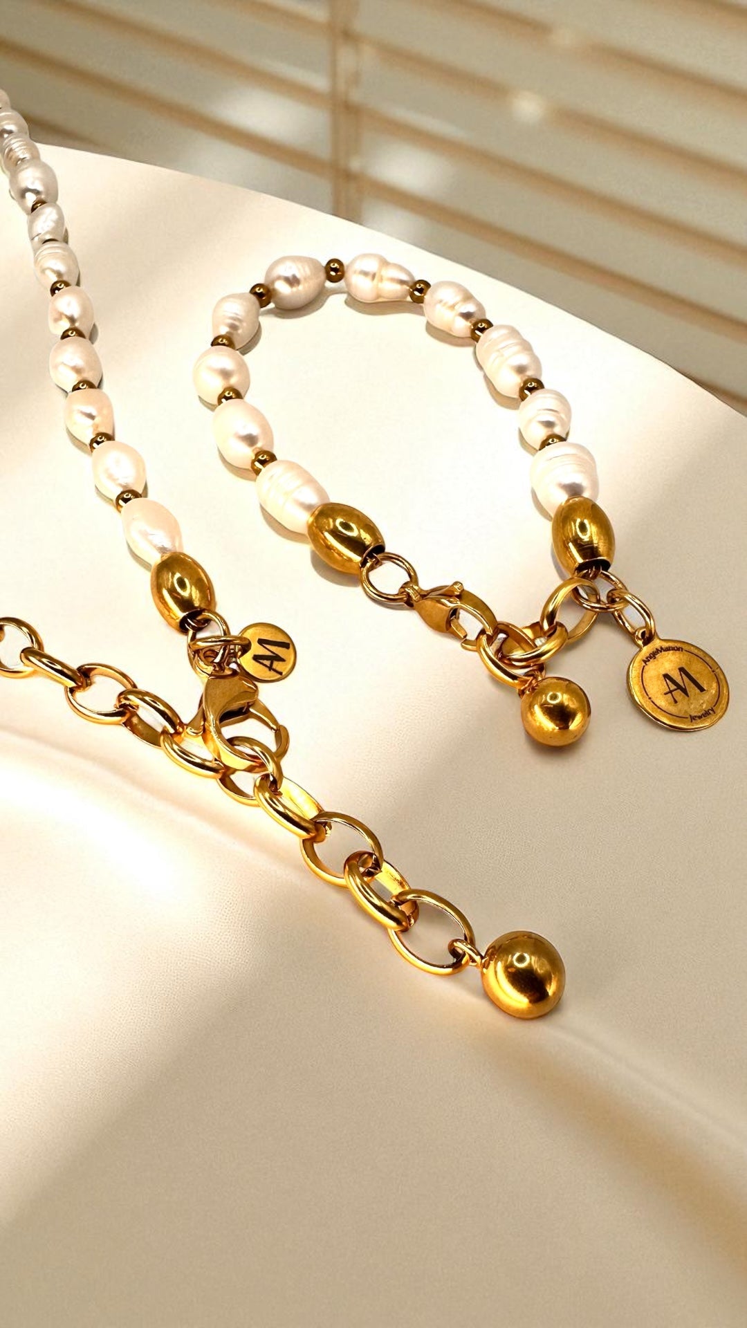 Kette Pearl Gold bead AMA