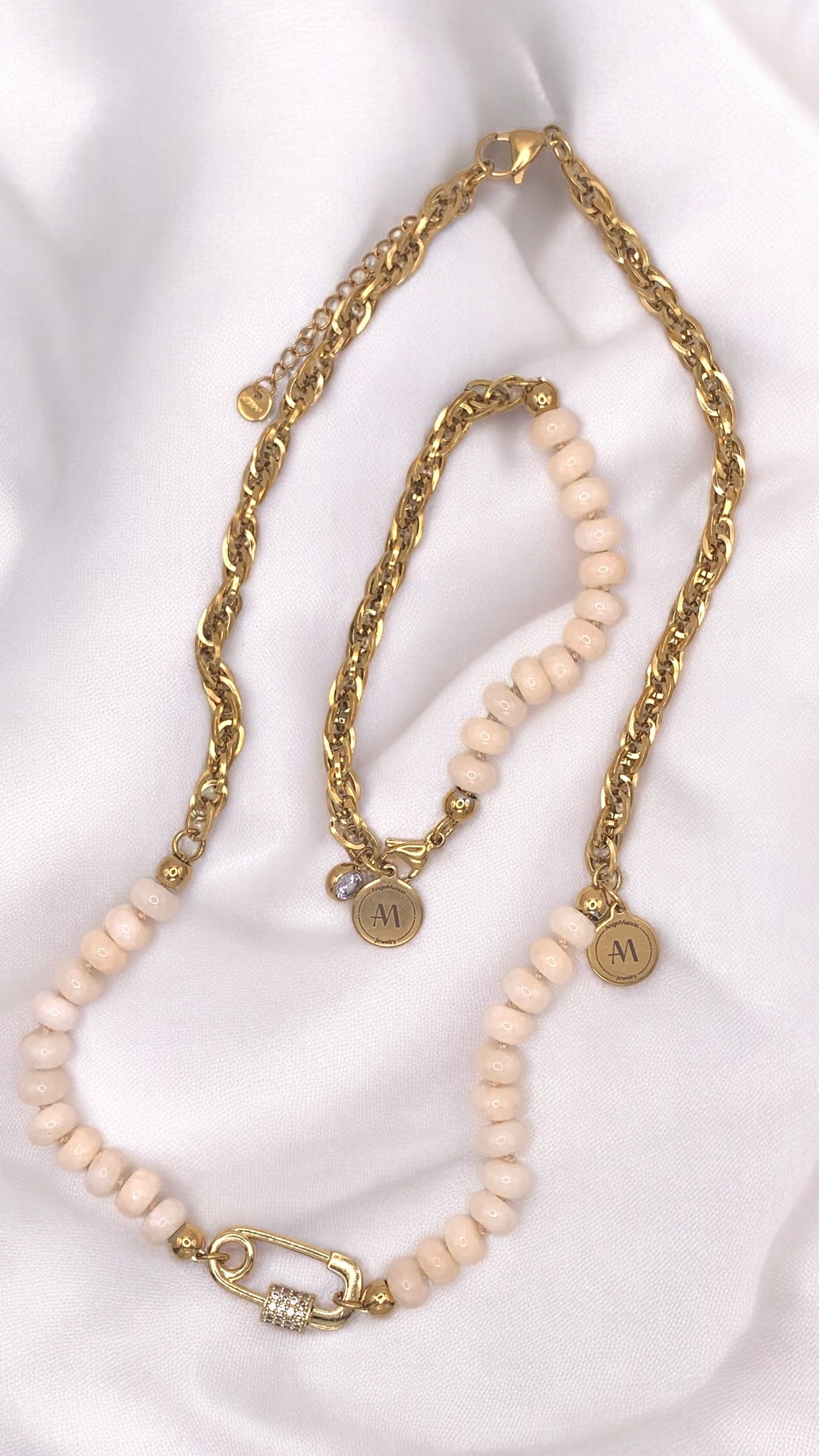 Armband Beige Safety Pin AMM
