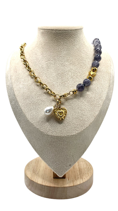 Kette Gray Pearl Heart AMM