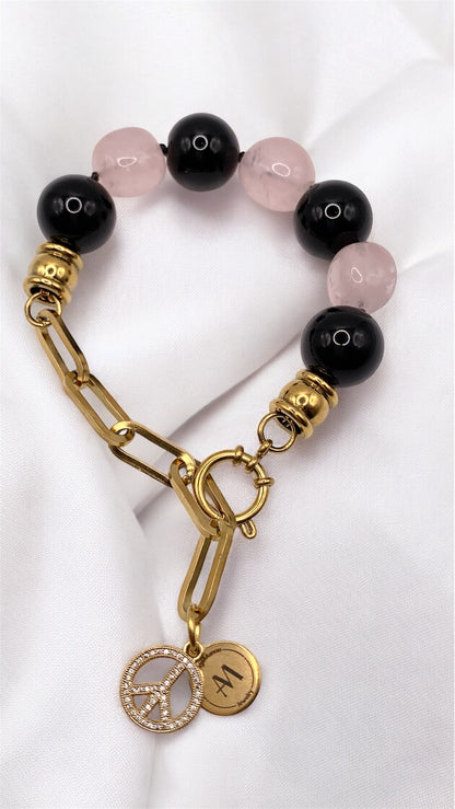 Armband Big Rose and Black Pearl AMM