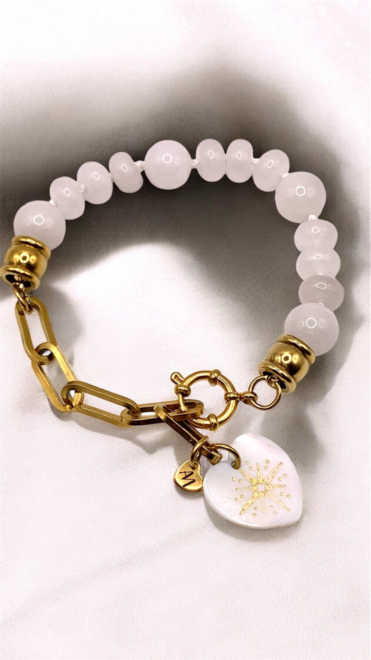 Armband White Jade Heart AMM