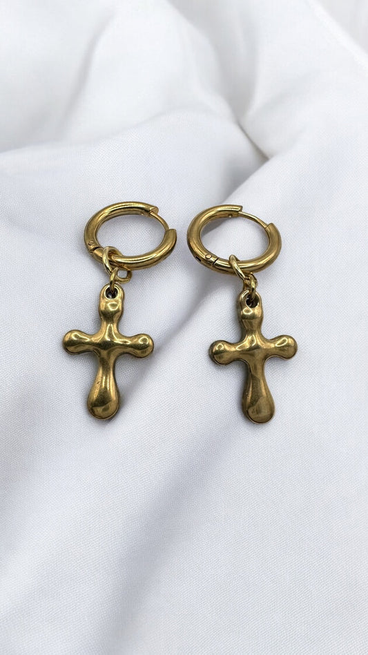 Ohrring Gold Cross AMA
