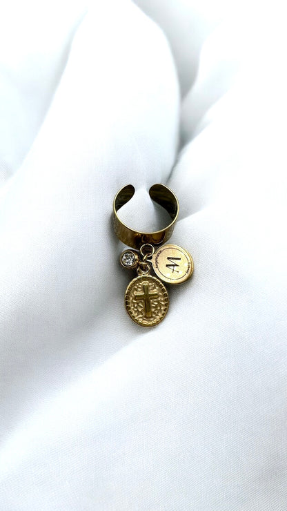 Ohrring Gold Round Cross AMA
