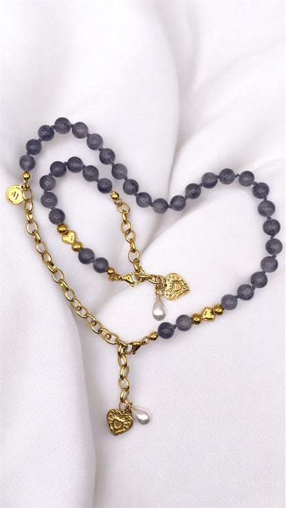 Armband Gray Pearl Heart AMM