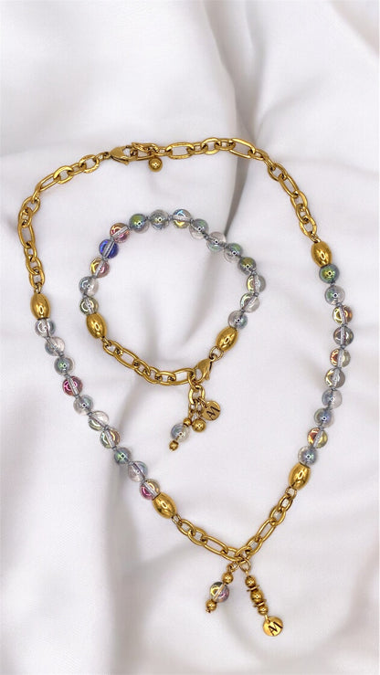 Armband Iridescent Blue Pearl AMM