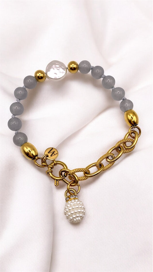 Armband Gray Chalcedon Pearl AMM