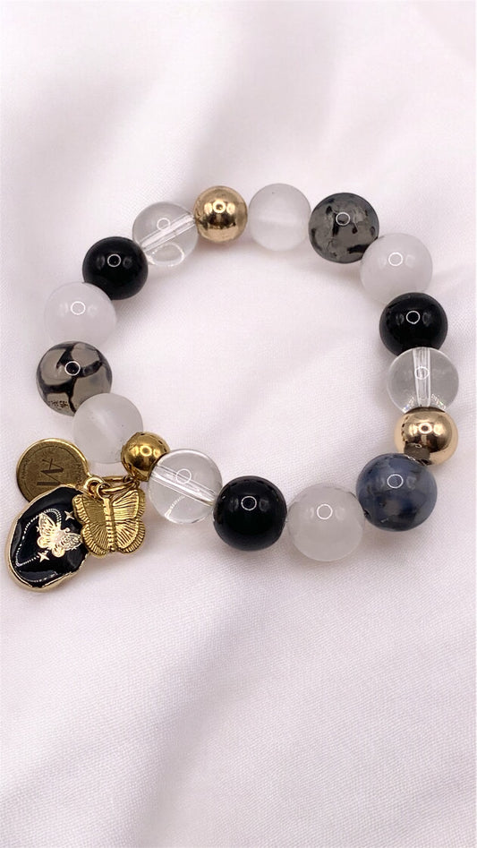 Armband Black and White Butterfly AMM