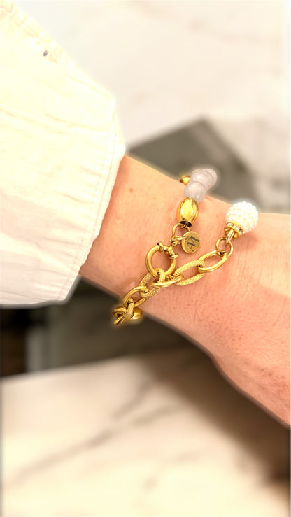 Armband Gray Chalcedon Pearl AMM